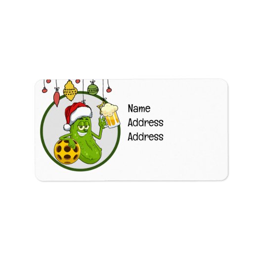 Pickleball Christmas Thema Adressaufkleber (Vorne)