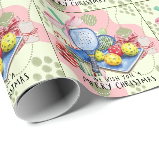 Pickleball Christmas Thema Geschenkpapier (Rolleneckpunkt)