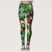 Pickleball Christmas Thema Leggings (Vorderseite)
