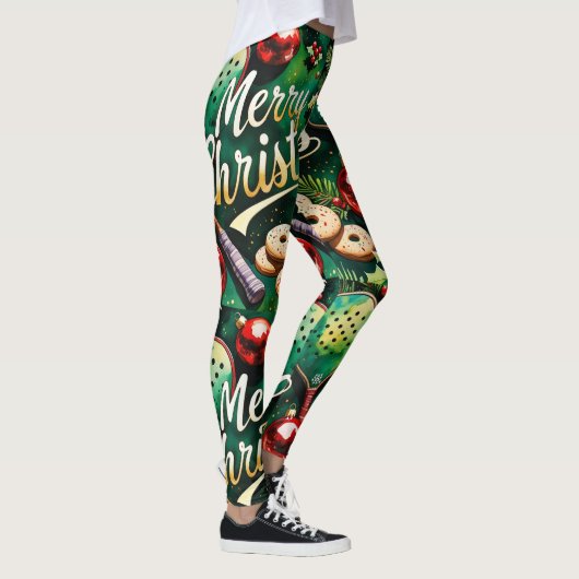 Pickleball Christmas Thema Leggings (Rechts)