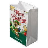 Pickleball Christmas Thema Mittlere Geschenktüte (Vorderseite Schrägansicht)