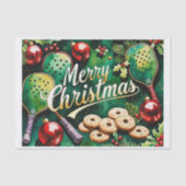 Pickleball Christmas Thema Seidenpapier (Vorderseite)