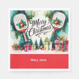 Pickleball Christmas Thema Serviette