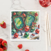 Pickleball Christmas Thema Serviette (Beispiel)