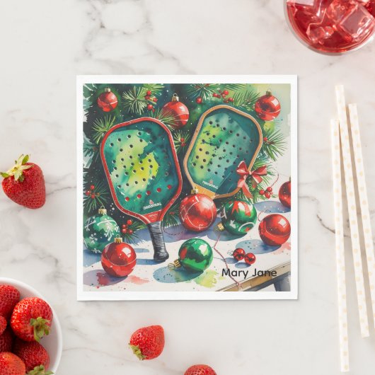 Pickleball Christmas Thema Serviette (Beispiel)