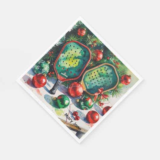 Pickleball Christmas Thema Serviette (Ecke)