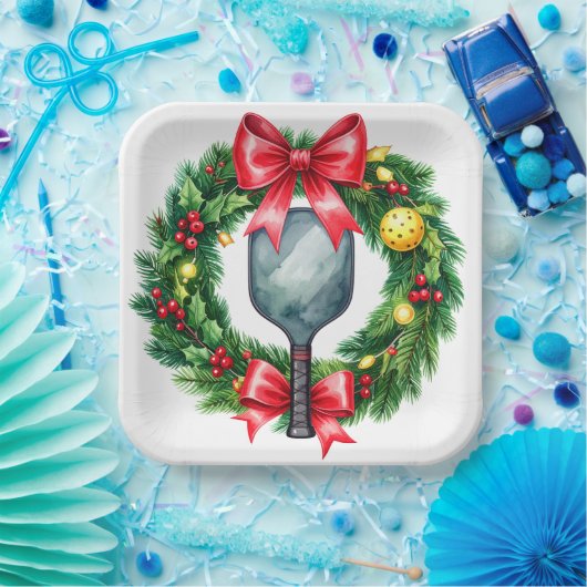 Pickleball Christmas themed  Pappteller (Party)