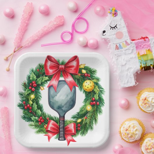 Pickleball Christmas themed  Pappteller (Party)