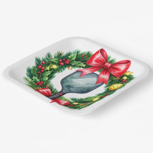 Pickleball Christmas themed  Pappteller (Gewinkelt)