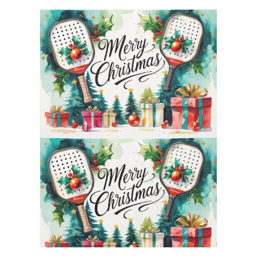 Pickleball Christmas Themed Tischdecke (Vorderseite)