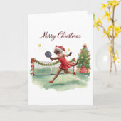 Pickleball Christmas themed with cat  Karte (Gelbe Blume)