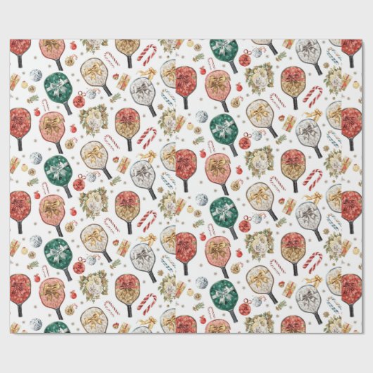 Pickleball Christmas themed with Paddle Geschenkpapier (Flach)