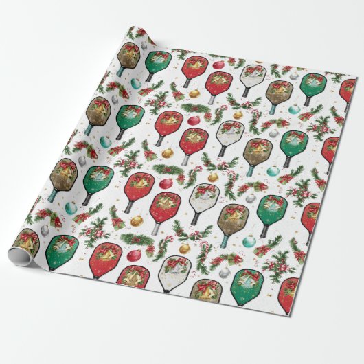 Pickleball Christmas themed with Paddle Geschenkpapier (Ungerollt)