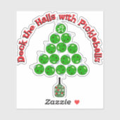 Pickleball Christmas Tree Deck the Halls Red Green Aufkleber (Blatt)