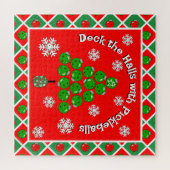 Pickleball Christmas Tree Deck the Halls Red Green Puzzle (Horizontal)
