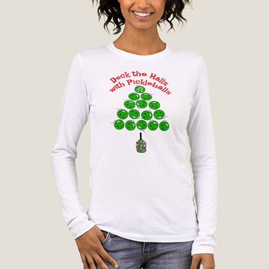 Pickleball Christmas Tree Deck the Halls Tri-Blend Shirt (Vorderseite)