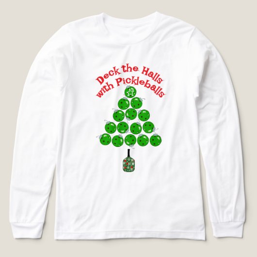 Pickleball Christmas Tree Deck the Halls Tri-Blend Shirt (Design Vorderseite)