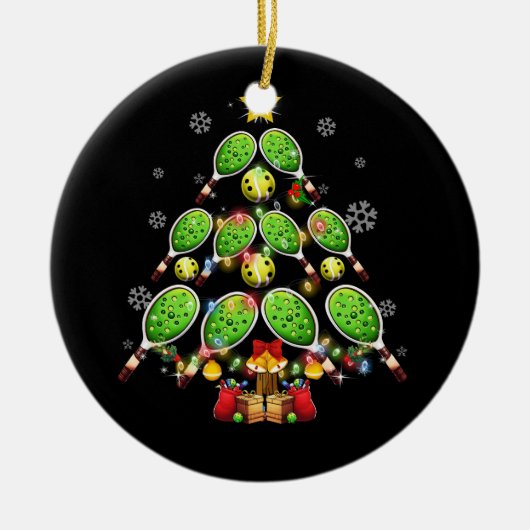 Pickleball Christmas Tree Dink Pickle Ball Player Keramik Ornament (Vorne)