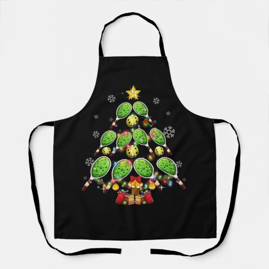 Pickleball Christmas Tree Dink Pickle Ball Player Schürze (Vorderseite)