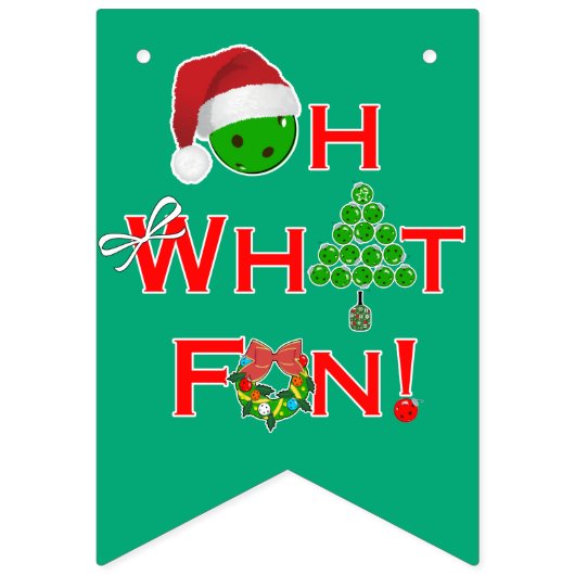 Pickleball Christmas Tree Oh What Fun Party Wimpelkette (Zweite Fahne)