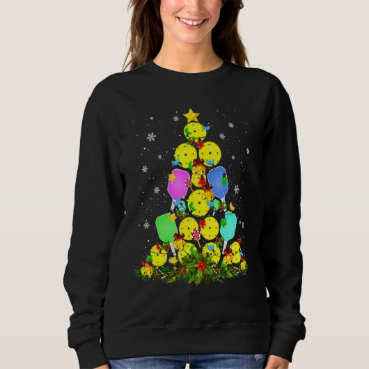 Pickleball Christmas Tree Santa Pickleball X Mas L Sweatshirt (Vorderseite)