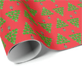 Pickleball Christmas Trees and Red Green Ornaments Geschenkpapier (Rolleneckpunkt)