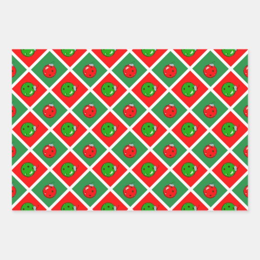 Pickleball Christmas Trees and Red Green Ornaments Geschenkpapier Set (Vorderseite 2)