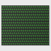 Pickleball Christmas Trees Green on Black Geschenkpapier (Flach)