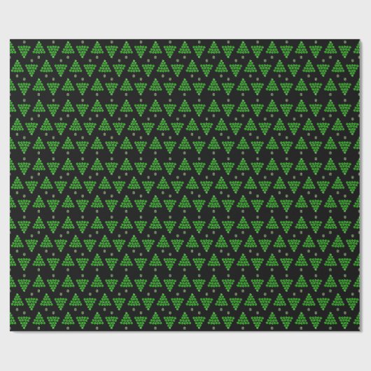 Pickleball Christmas Trees Green on Black Geschenkpapier (Flach)
