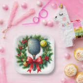 Pickleball Christmas Wreath Pappteller (Party)