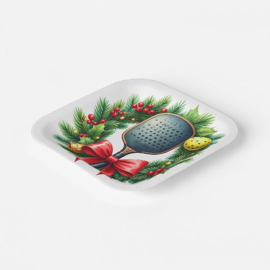 Pickleball Christmas Wreath  Pappteller (Gewinkelt)