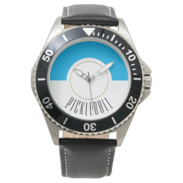 PICKLEBALL Circle Sky Blue White Color Block Armbanduhr