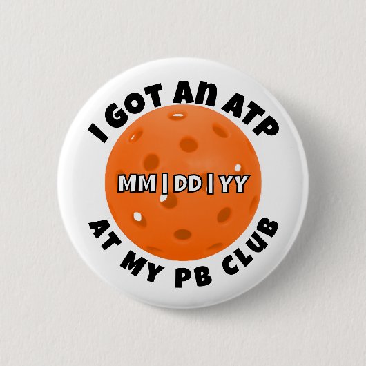 Pickleball Club ATP Orange Personalized Button (Vorderseite)