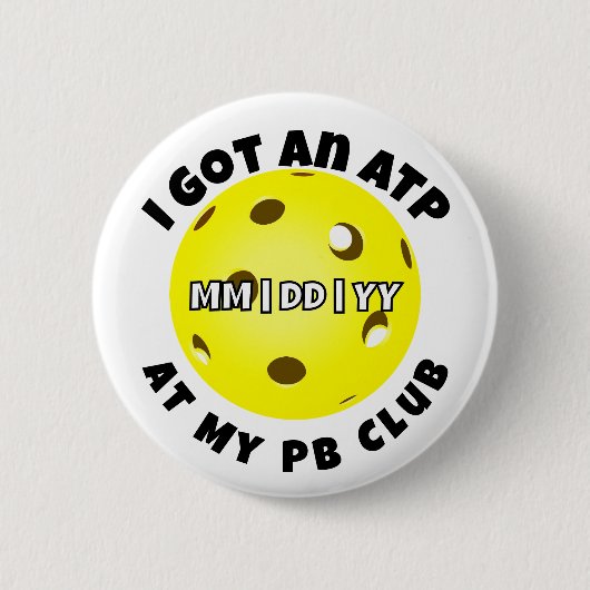 Pickleball Club ATP Yellow Personalized Button (Vorderseite)