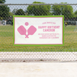 Pickleball Club Party Paddle Pink Green Custom Banner
