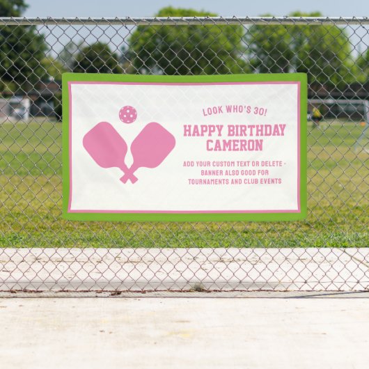 Pickleball Club Party Paddle Pink Green Custom Banner (Insitu)