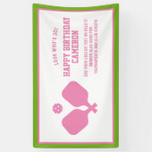 Pickleball Club Party Paddle Pink Green Custom Banner (Vertikal)