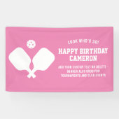 Pickleball Club Party Paddles Pink White Custom Banner (Horizontal)