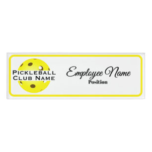 Pickleball-Club personalisiertes Personal Gelber B Namenschild
