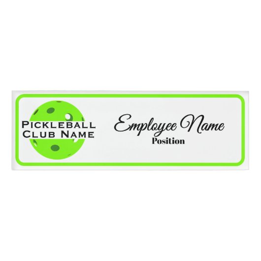 Pickleball Club Personalized Staff Green Ball Namenschild (Vorderseite)