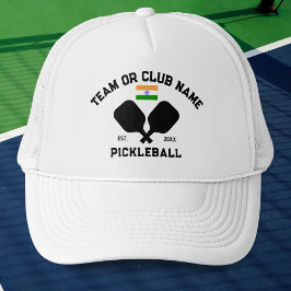 Pickleball Club Team Name India Indian Flag Custom Truckerkappe