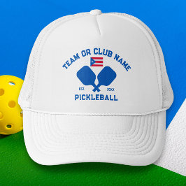 Pickleball Club Team Name Puerto Rico Flag Custom Truckerkappe
