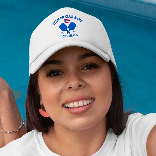 Pickleball Club Team Name Puerto Rico Flag Custom Truckerkappe