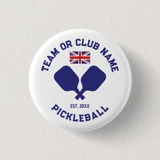 Pickleball Club Team UK United Kingdom Flag Custom Button (Vorderseite)