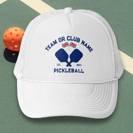 Pickleball Club Team UK United Kingdom Flag Custom Truckerkappe