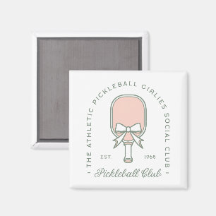Pickleball Clubmädchen in rosa und grüner Ästhetik Magnet