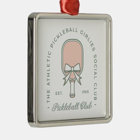 Pickleball Clubmädchen in rosa und grüner Ästhetik Ornament Aus Metall (Rechts)