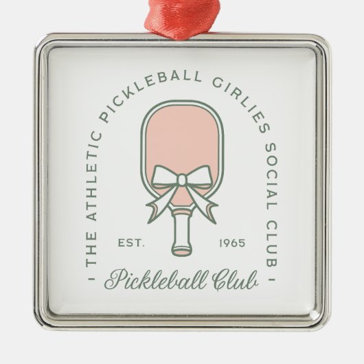 Pickleball Clubmädchen in rosa und grüner Ästhetik Ornament Aus Metall (Vorne)