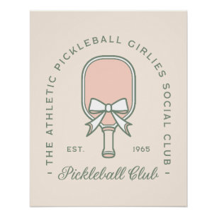 Pickleball Clubmädchen in rosa und grüner Ästhetik Poster