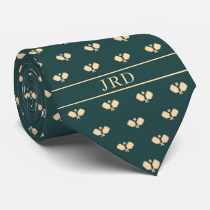Pickleball Clubs Monogram Name Dark Green Neck Tie Krawatte